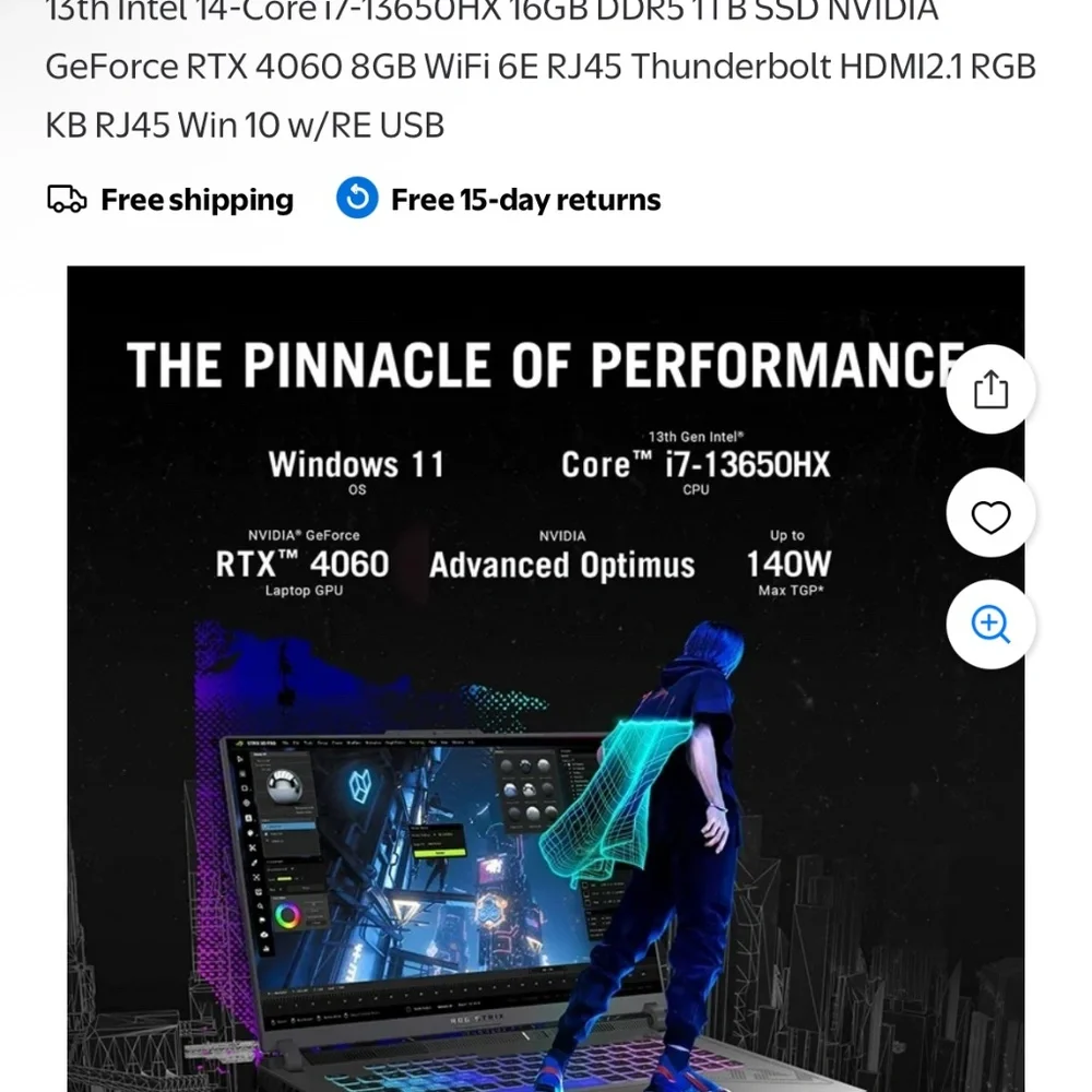 ROG Strix G16 G614 Intel Core i7 13th Gen., 16GB RAM, 1TB SSD, NVIDIA GeForce RT